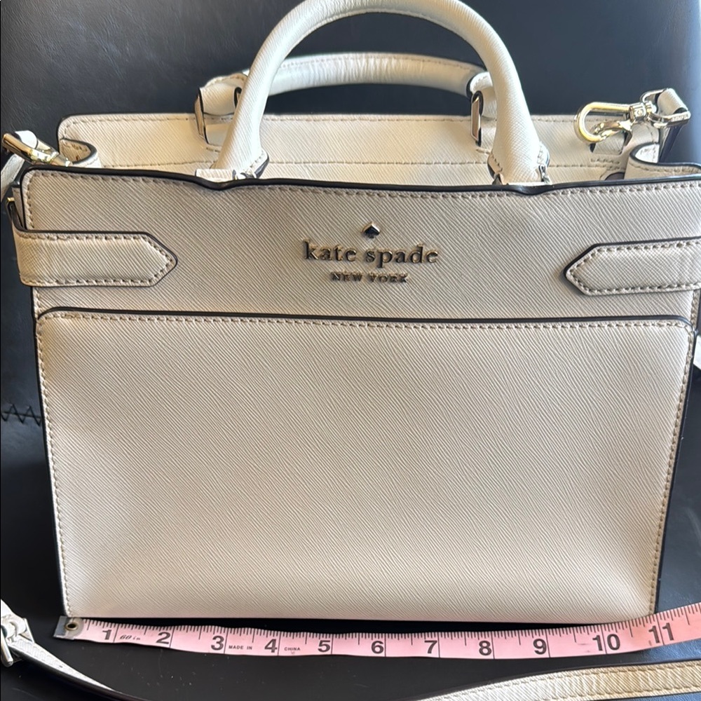 kate spade Cream Saffiano Leather Satchel with Gold Hardware